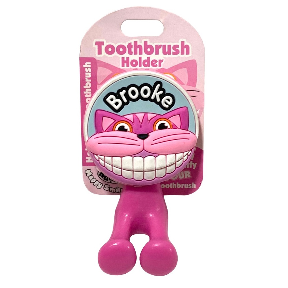 Happy Smiles Personalized Kids Toothbrush Holder Brooke Cat Kitty